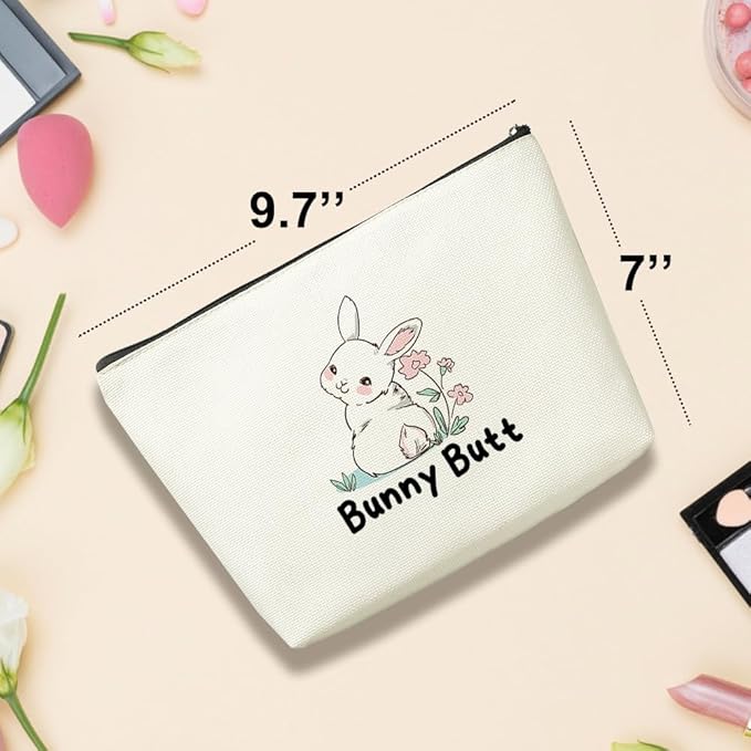 Funny Cute Rabbit Makeup Bag Bunny Gifts Bunny Supplies Accessories Cosmetic Bag for Women Girls Daughter Pet Owner Bunnies Lovers Sister Best Friends Bestie Nurse Graduation Mothers Day Birthday