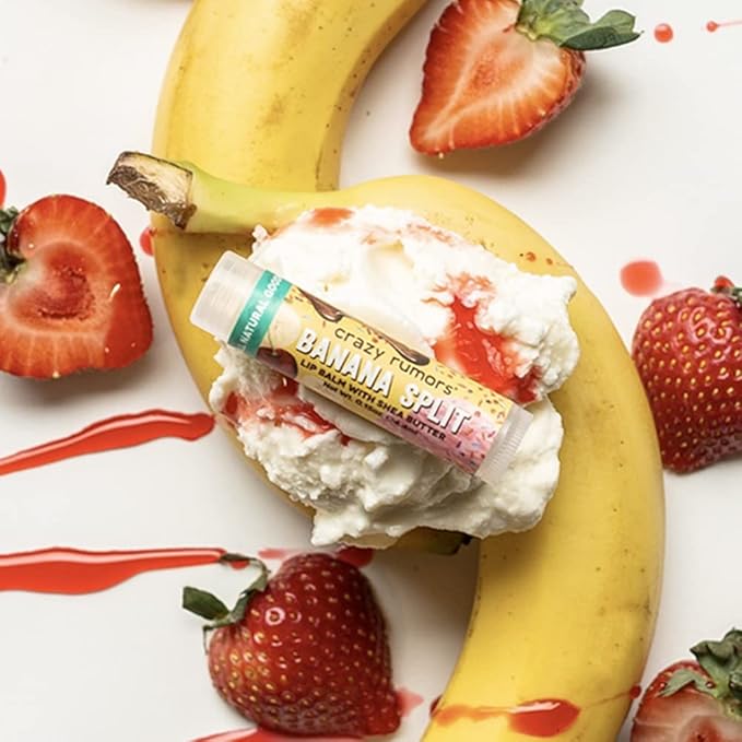 Crazy Rumors Banana Split Lip Balm. Plant-Based,