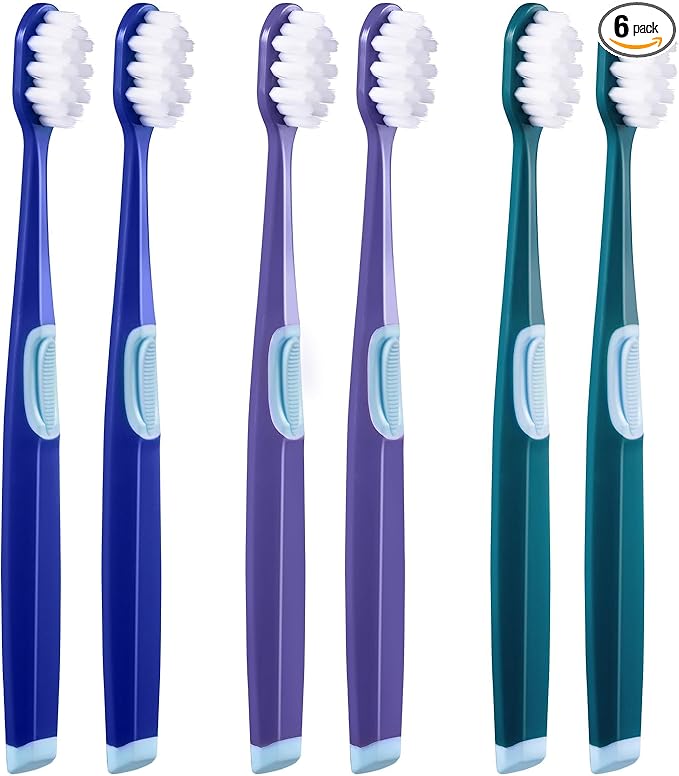 Extra Soft Toothbrushes for Adults - 10000 Micro Nano Bristles for Sensitive Teeth, Gum Recession and Elderly (Diamond Shaped Head, 6 Count)