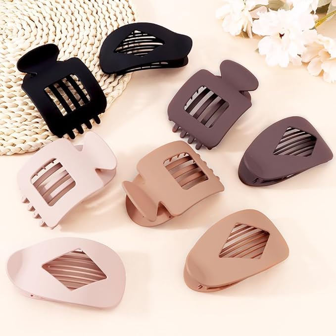 8 Pack close-match Flat hair Clip for Women – Large Matte No-Slip Rectangle Claw Clips, Strong Hold Square Hair Accessories for Work & Daily Styling, Thick & Thin Hairflat claw clips women