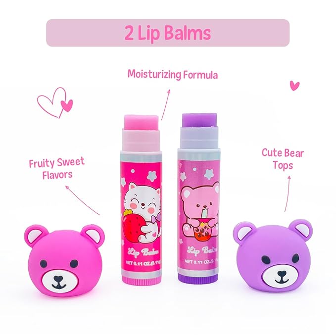 Hot Focus | All About Lips Kawaii Bears Edition – Assorted Lip Gloss Flavors, Non-Toxic Lip Glosses & Makeup for Kids & Teens
