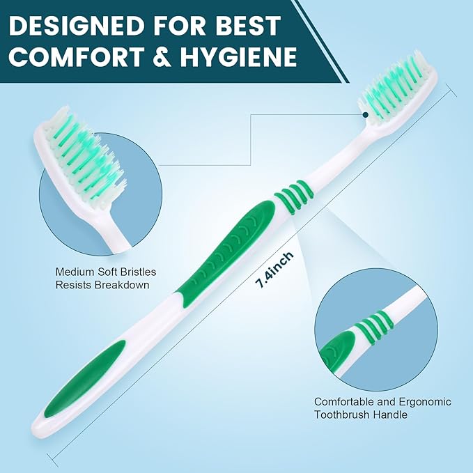 Navona 30 PCS Premium Individually Wrapped Bulk Toothbrush Pack, Disposable Toothbrushes, Kids Toothbrush, Medium Soft Bristle Toothbrushes, Ergonomics Handle, Perfect for Travel Hotel Donation
