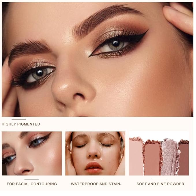 Eyeshadow Palette with Dusty Rose, Metallic & Light Champagne, 6 Color Highly Pigmented Matte & Shimmer, Long-Lasting Blendable Eyeshadow for Everyday & Travel Makeup