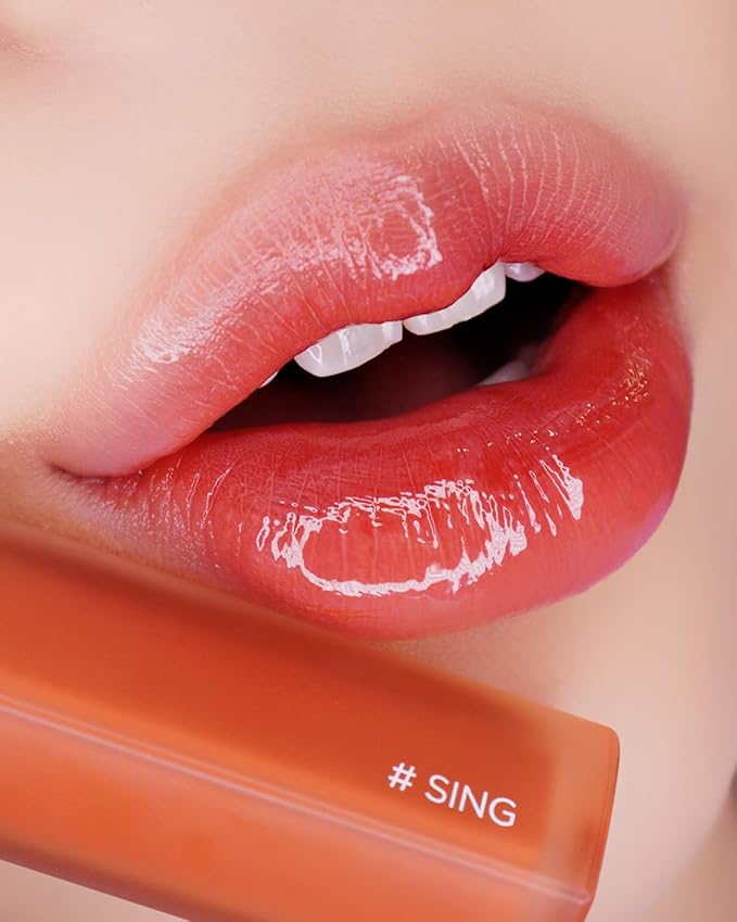 HOLIKA HOLIKA Heart Crush Glow Lip Tint Air – Korean Lip Tint with High Shine Juicy Fruit Jam Colors Lip Stain – Hydrolyzed Collagen & Vitamin C (14 SING)