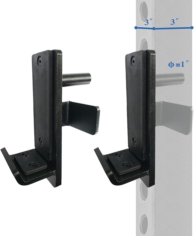 BESTHLS Power Rack Attachment Steel J Hooks 3x3 inches 5/8 inch 800lb (Pair)