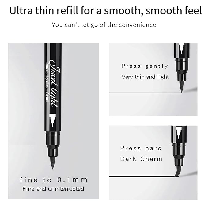 Pinkiou 6Pcs Eyeliner Stamp Pen Set, Long-lasting Eye Liner Pencil for Eye Makeup,Waterproof Double-Sided Liquid Eyeliner Stamp Pen Set for Beginners,Black&Red Heart, Star, Plum,Triangle and Moon