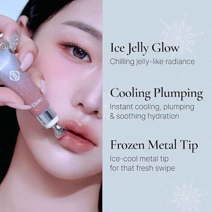 DINTO Frozen Lip Jelly - Icy Cool Plumping Lip Gloss with Metal Tip - High-Shine Non-Sticky Jelly Formula for Fuller, Juicy Lips - Vegan & Cruelty-Free - 0.34 fl oz - Shade 376 Mirror