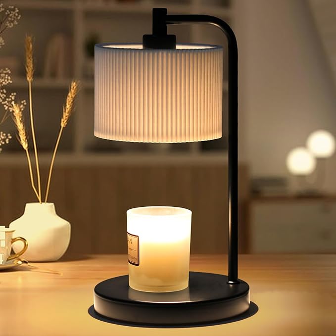 Candle Warmer Lamp with Timer, Dimmable Candle Wax Warmer Electric Candle Lamp for Scented Candles with Bulbs, Christmas Gifts House Warming Gifts Home Decor(Black)