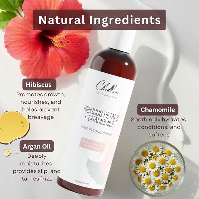 challure Curl Defining Leave-In Conditioner with Hibiscus and Chamomile - Detangles, Moisturizes & Controls Frizz for Curly & Coily Hair - Vegan, Sulfate-Free, 12 oz