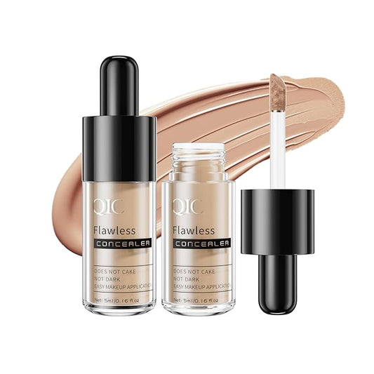 2 Pcs Liquid Concealer Makeup, Eye Concealer, Full Coverage Concealer For Dark Circle Reduces Look of Fine Lines & Blemishes, Buildable Coverage (SAND)