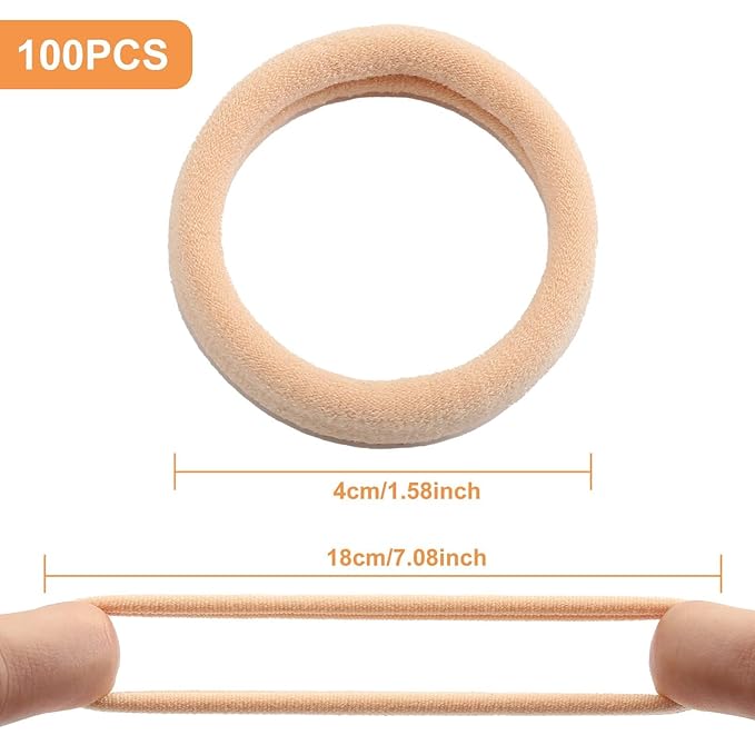 100 Pcs Thick Seamless Tan Hair Ties, Ponytail Holders Hair Accessories No Damage for Thick Hair Valentine's Day Gift(Light Blonde Colors)