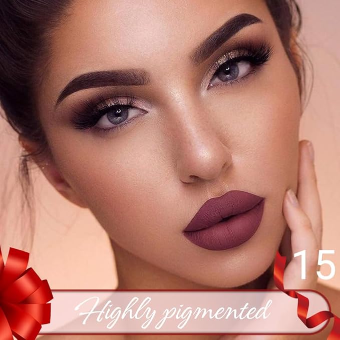 JUAAZIN Purple Brown Matte Lip Liner Crayon with Sharpener - Waterproof Smudgeproof Long-Wear Lip Pencil, Creamy Pigmented Lip Crayon for Women, 12HR Stay Silky Velvet Lip Liner 15#