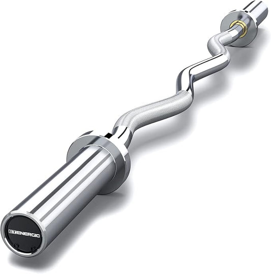 47" Olympic EZ Curl Bar 500-lbs Capacity Steel 2" Barbell