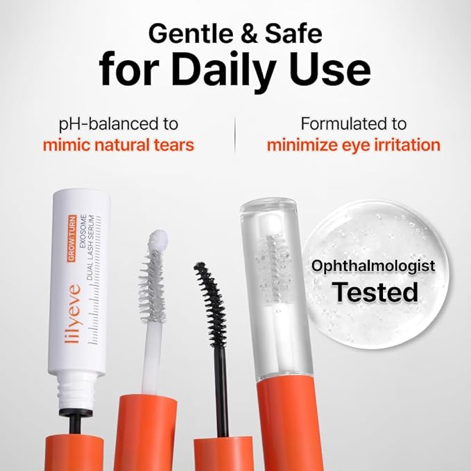 lilyeve GROWTURN Dual Lash Serum – Fuller & Longer-Looking Natural Eyelashes, Powered by Healthleaf Derived Exosome, 2-in-1 Mascara Serum for Day & Night Care, K-beauty, Korean Makeup, 0.27 fl. oz.