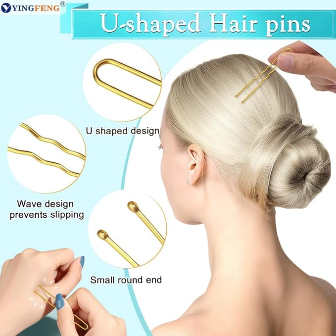 YINGFENG 134 Pcs Beige Hair Bun Maker Kit Medium - 4 Bun Hair Pieces for Women, 20 Hair Net for Buns, 100 Bobby Pins for Women, 10 Hair Bands, for Ballet Styling, Hair Accessories for Girls