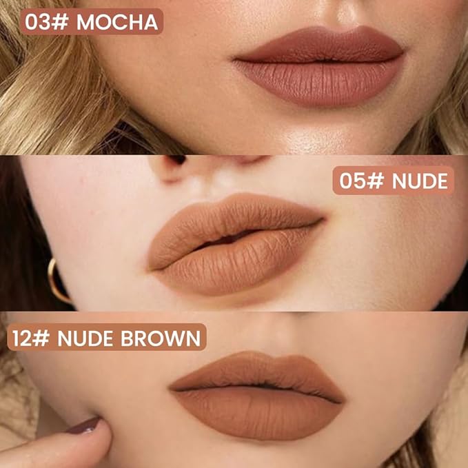 2Pcs Longwear Liquid Lip Liner Stain Marker Pen Set Long Lasting Waterproof, Mocha Light Nude Brown Matte Permanent 24 Hour Lip Liner and Lipstick Combo Color Stay Lipliner All Day Lip Stains peel off