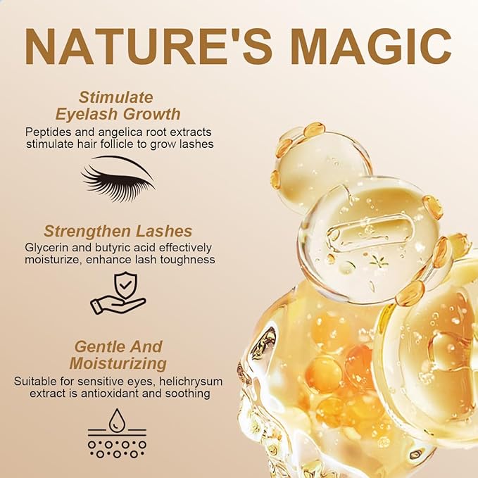 W3W Eyelash Serum - Nourishing eyelash Growth Serum for Eyelash Growth for Natural Longer, Fuller,and Thicker Lashes(Gold)4ML