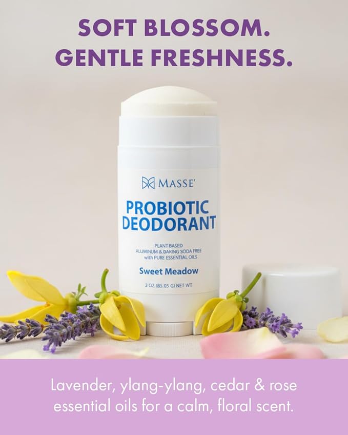 Probiotic Deodorant - Natural Deodorant for Women & Men, Plant-Based Aluminum & Baking Soda Free Deo Stick, 3 oz by Candida Freedom - Sweet Meadow