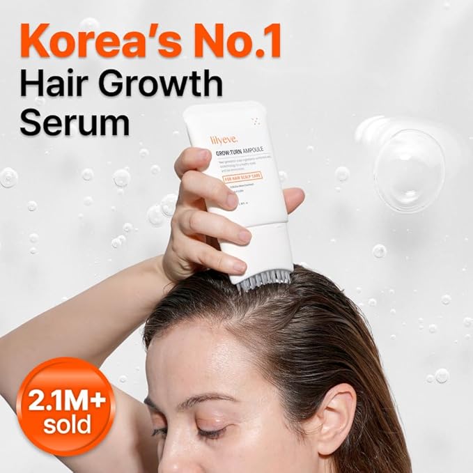lilyeve GROWTURN Hair Growth Serum with Built-in Brush, Heartleaf-Derived Exosomes to Revitalize Hair, Hair Thickening, Hair Growth Accelerator - Korean Hair Care, 3.38 fl. oz. (Pack of 2)