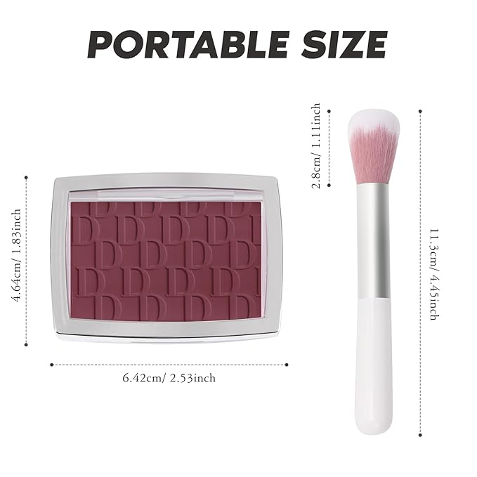 Berry Blush Powder Blush for Cheeks with Brush, Matte Blush Palette Blush Powder Face Blusher, Natural Blendable Formula Silky Lightweight Makeup Blush Rubores de Maquillaje, 006#