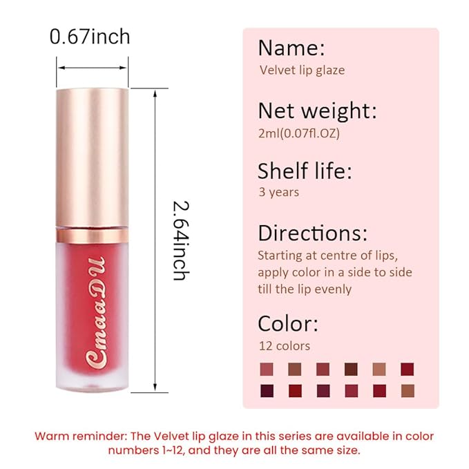 evpct 1Pcs Light Nude Soft Brown Matte Liquid Lipstick Lip Gloss Glossy Set for Black Women 24 Hour Silky Velvet Lipstick labiales matte larga duracion mate 24 horas originales 12#