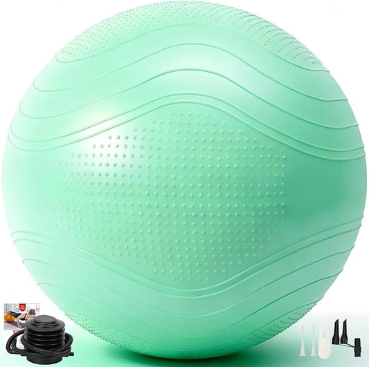 Gruper Yoga Ball, Multiple Sizes Non Slip Exercise Ball for Workout, Birthing, Balance, Stability, Pregnancy, 2200LB Capacity, Anti Burst Chair for Home and Office, Includes Quick Pump & Fitness Guide
