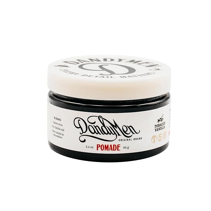 DandyMen Pomade – Strong Hold, High Shine, and Hydrating Formula with Pro-Vitamin B5 – Tobacco Vanilla Scent – 4 oz