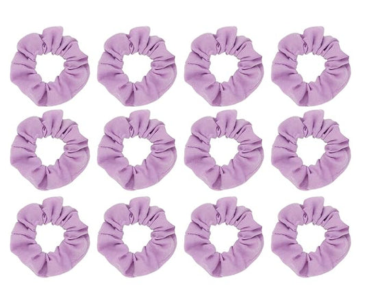 12pcs Cotton Hair Scrunchies Single Jersey Solid Color Ponytail Holders Elastic Hair Ties for Women Accessories (Lilac)