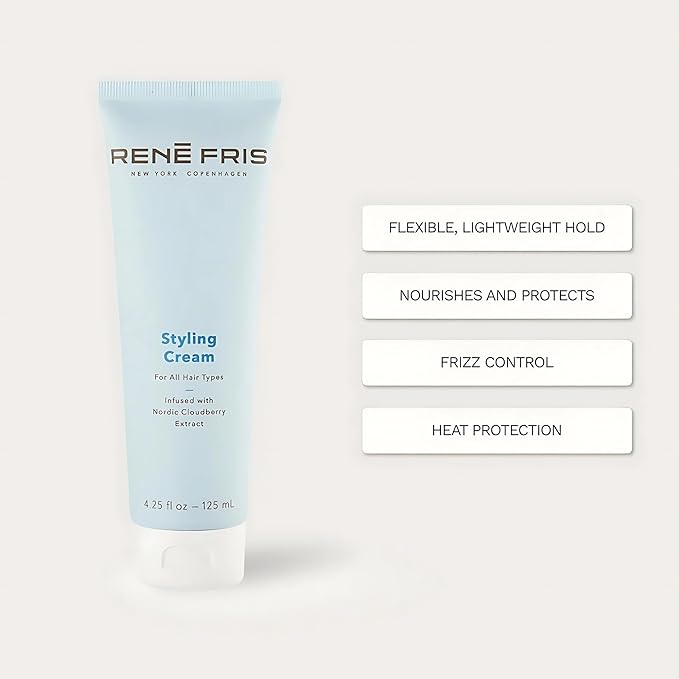 RENEFRIS Hair Styling Cream - Natural Anti-Frizz Smoothing Cream for Men, Women & Kids - Lightweight, Nourishing, Hold & Shine - Infused with Cloudberry, Panthenol & Rhodiola - 4.25 fl oz