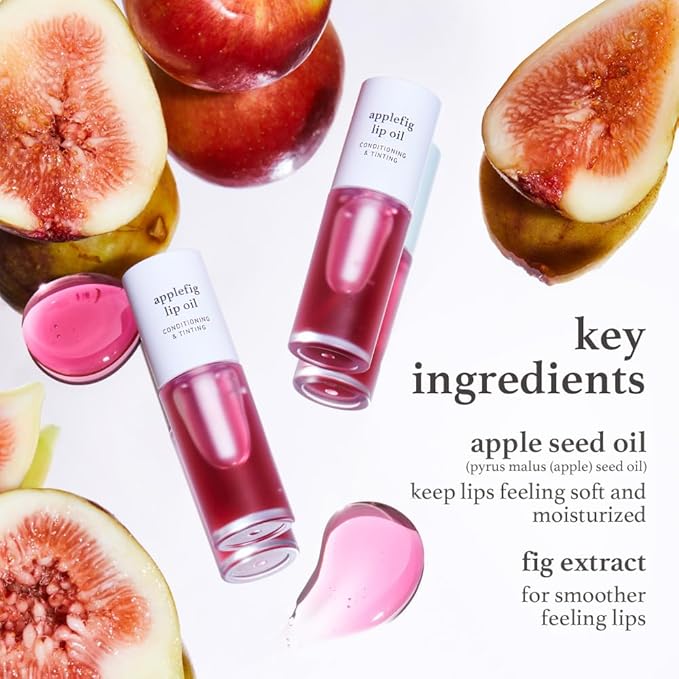 NOONI Korean Hydrating Lip Oil - Applefig | Long-Lasting, Moisturizing, Plumping, Revitalizing for Dry Lips, Waterproof, No Peel Off, Hydrating, Nourishing Crystal Clear, 0.12 FL Oz