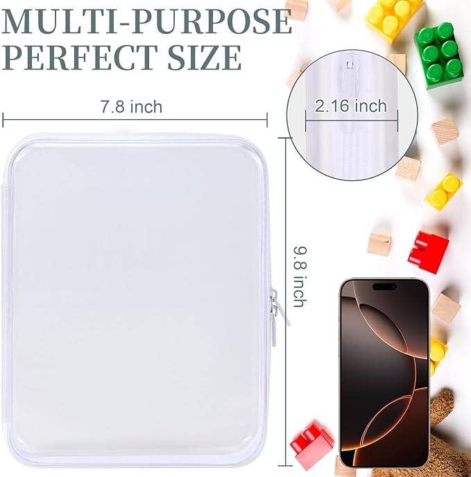 YOPCDJ 3 Pack Clear Hard Shell Zipper Case, Clear Zipper Pouches Waterproof Makeup Organizer & Travel Toiletry Bag, Diaper Bag Organizing Pouches, Plastic Pouch for Office Home Storage, Large Size