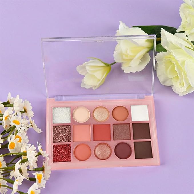 15 Color Neutral Nude Eyeshadow Palette Makeup – High Pigment Waterproof Matte & Shimmer Eyeshadow Palette, Long-Lasting Blendable, Pink, Brown, Rose Gold, Glitter Eye Makeup (02#, 1 Count)