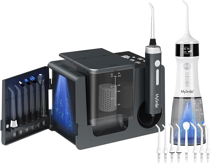 MySmile LP233 Pro Electric Water Flosser Graphite Grey and LP221 Cordless Water Flosser Pearl White Combo