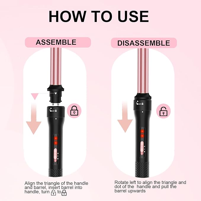 Curling Iron 1 Inch, Professional Long Barrel Hair Curling Wand with 2 Heat Settings, Ceramic Coating Barrel Curler Wand for All Hair Types, Include Heat Protective Glove & 2 Clips