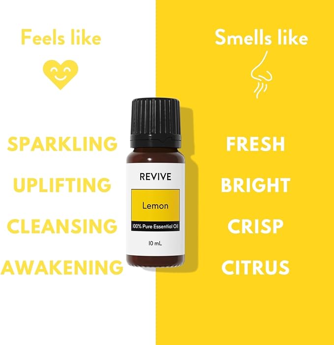 Lemon Essential Oil by Revive Essential Oils - REVIVEEO - 100% Pure Therapeutic Grade, for Diffuser, Humidifier, Massage, Aromatherapy, Skin & Hair Care