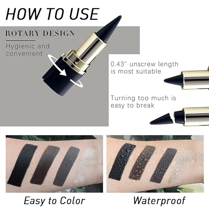 Kaely 2Pcs Black Brown Gel Eyeliner Pencil, Natural Black Eyeliner Cream for Waterline, Long Wear Crayon Eye Liner Waterproof Smudge Proof, Smokey Eye Eyeshadow Palette Gothic Halloween Makeup Set