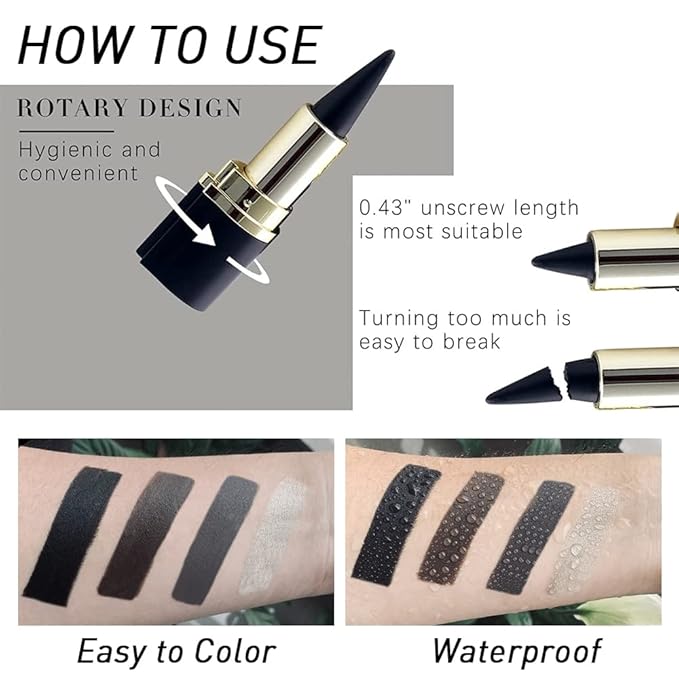 evpct 2Pcs Black Brown Long Wear Gel Eyeliner Pencils for Eye Black Face Paint, Goth Halloween Makeup Kit, Eye Liner Waterproof Smudge Proof, Cream Coal Brown Eyeliner Lipstick Set, delineador de ojos