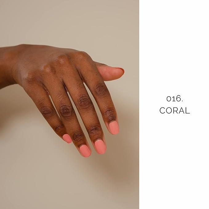 NAILOG Semi Cured Gel Nail Strips (20 Extra Long Stickers/Wraps) | Glossy & Long Lasting Soft Gel Finishing, Coral