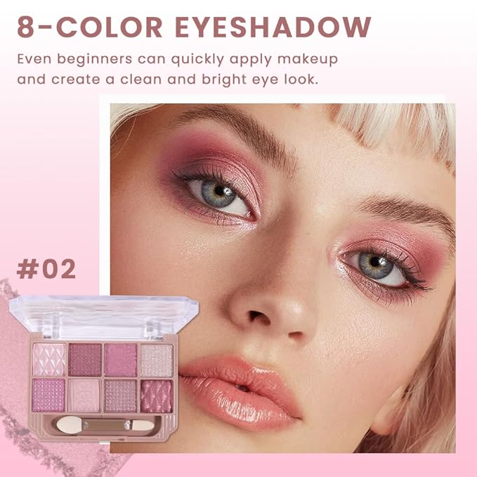 SUAKE Nude Pink Eyeshadow Palette, Matte & Shimmer, High Pigmented 12 Colors Brown Purple Eye Shadow Primers for Eye Makeup, Korean Powder Palet de sombras de ojos (04-Mature Sweet)