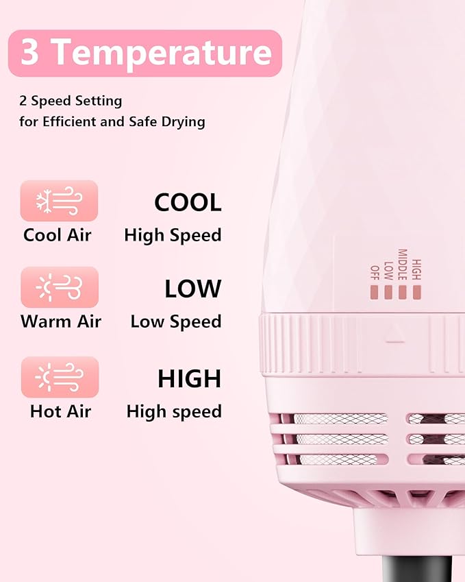 Hair Dryer Brush Blow Dryer Brush in One, 4 in 1 Hair Dryer and Styler Volumizer with Negative Ion Anti-frizz Ceramic Titanium Barrel, Hot Air Dryer Hair Straightener