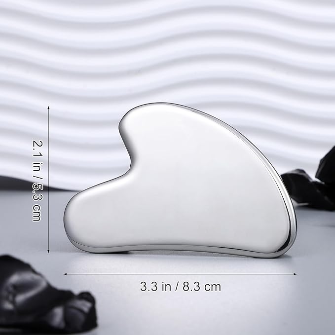 rosenice Gua Sha Facial Tools Guasha Tool Gua Sha Jade Stone for Face Skincare Facial Body Acupuncture Relieve Muscle Tensions Reduce Puffiness Festive Present (Metallic)
