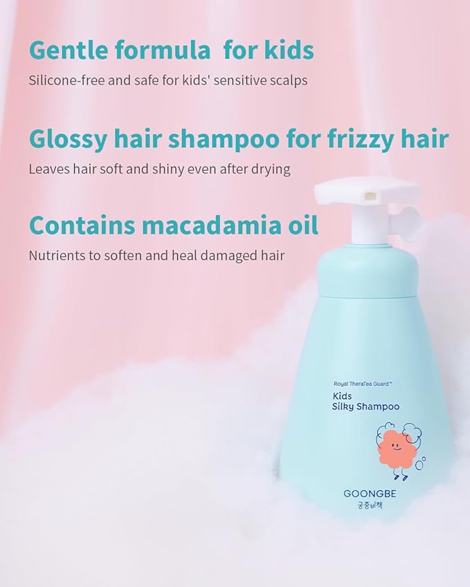 GOONGBE Kids Trial Travel Kit - Korean Low pH Skincare Set with Silky Shampoo, Body Wash, Facial Cleanser & Body Lotion - Silicone-Free Formula for Sensitive Skin, 1.01 fl.oz. each