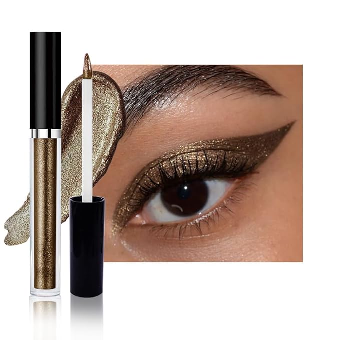 SUAKE Liquid Sparkling Glitter Eyeshadow Stick Pack - High Pigment Shimmer Metallic Eye Shadow, Long-Lasting, White Blue Black Gold Purple Bold Colors,Quicking-Dry (11#-Smoky, Pack of 1)