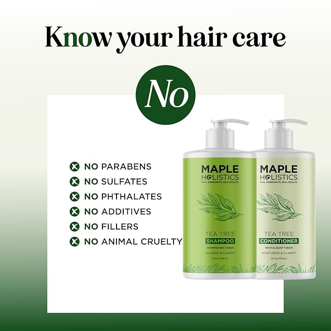 Tea Tree Shampoo and Conditioner Set - Sulfate Free Clarifying Shampoo and Conditioner for Oily Hair & Scalp Care with Australian Tea Tree Oil - Complete Dry Scalp Treatment for Build Up (25 Fl Oz)