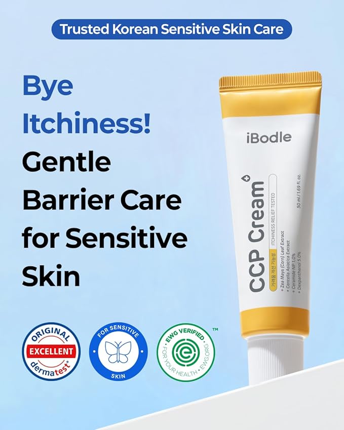 iBodle CCP Cream Korean, Itch Relief & Barrier Repair Moisturizer for Dry, Sensitive Skin, Gentle Formula Safe for Babies and Adults, Fragrance-Free 1.69 fl oz