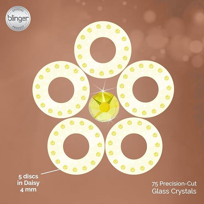 blinger® Shimmer Crystal Refill Pack – as seen on Shark Tank | 5 Discs – 75 Precision-Cut Glass Crystals | Hair-Safe Accessories | Styling Tool Not Included| Daisy 4 mm