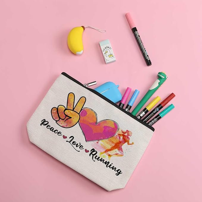 Running Gifts Women Running Makeup Bag Graduation Mothers Day Birthday Cross Country Running Gifts Runner Gifts for Women Female Sports Gym Lover Coach Marathon Lovers Daughter Sister Cosmetic Bag