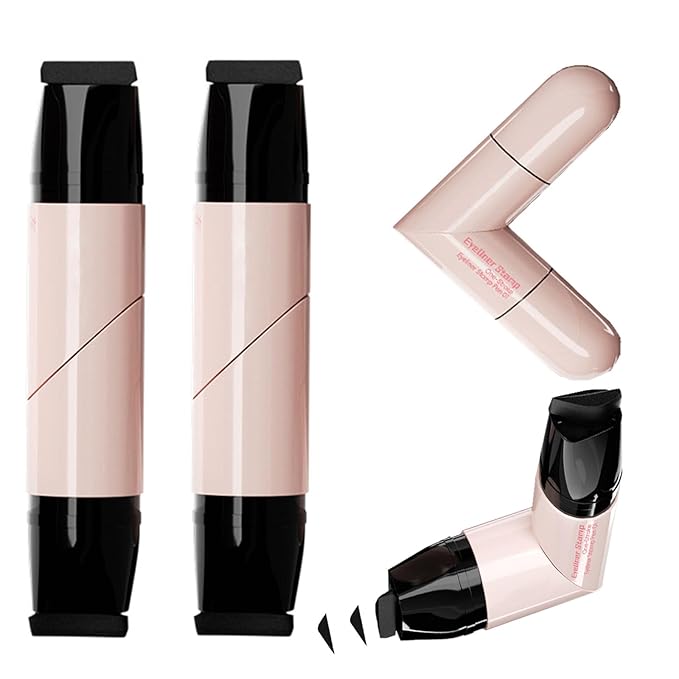 2 Pack Black Eyeliner Stamp,One-Piece Liquid Gel Eyeliner Stencil Set for Perfect Wings,Long Lasting Waterpoof & Smudgeproof Foldable Makeup Eye Liner Tool