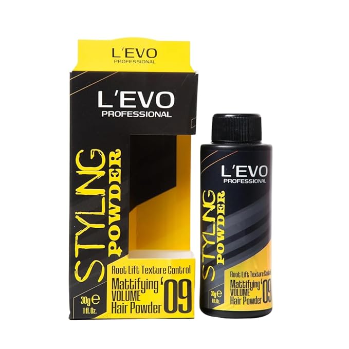 L'EVO PROFESSIONAL Mattifying Volume Hair Powder, Root Lift Texture Control, Style Powder 09, Black, 1 fl. oz., for All Hair Types, Professional Styling