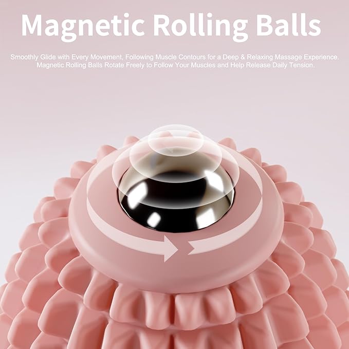Vibrating Massage Ball for Plantar Fasciitis & Myofascial Release, Silicone Muscle Roller for Back, Neck, Foot, and Leg, Portable Trigger Point Massage Tool, 3 Vibration Modes (Pink)